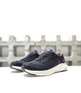 Skechers mujer negras cordones elásticos frontal