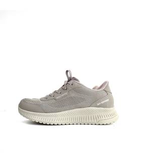 Skechers mujer waterproof beige perfil lateral