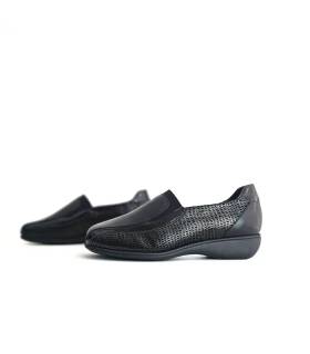 Mocasines Doctor Cutillas mujer piel y licra negra