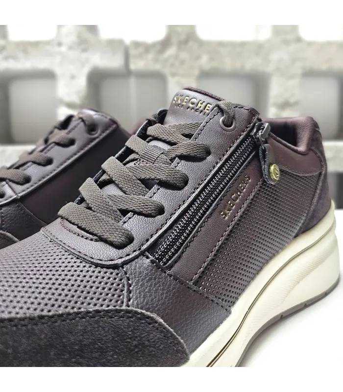 Detalle cremallera Skechers Billion Flex mujer marrones