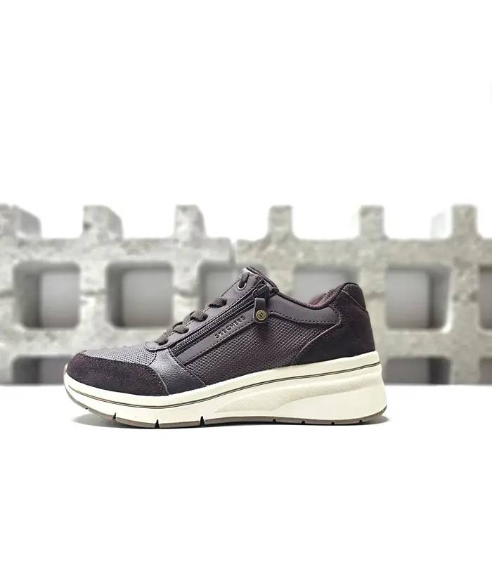 Perfil Skechers mujer cuña color chocolate
