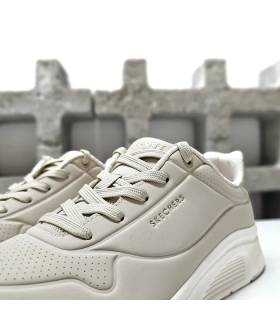 Detalle Skechers UNO Lite 2 mujer beige con cordones