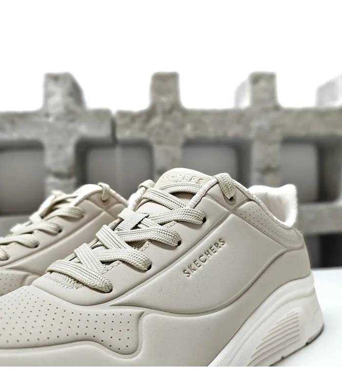 Detalle Skechers UNO Lite 2 mujer beige con cordones