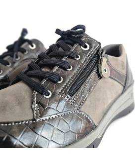 Detalle cremallera zapatos mujer gris antracita