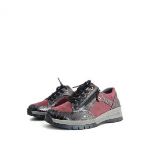 Zapatos mujer granates Suave Star piel vista lateral