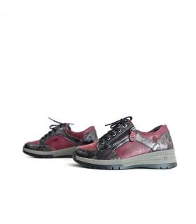Zapatos mujer granates cordones y cremallera Suave