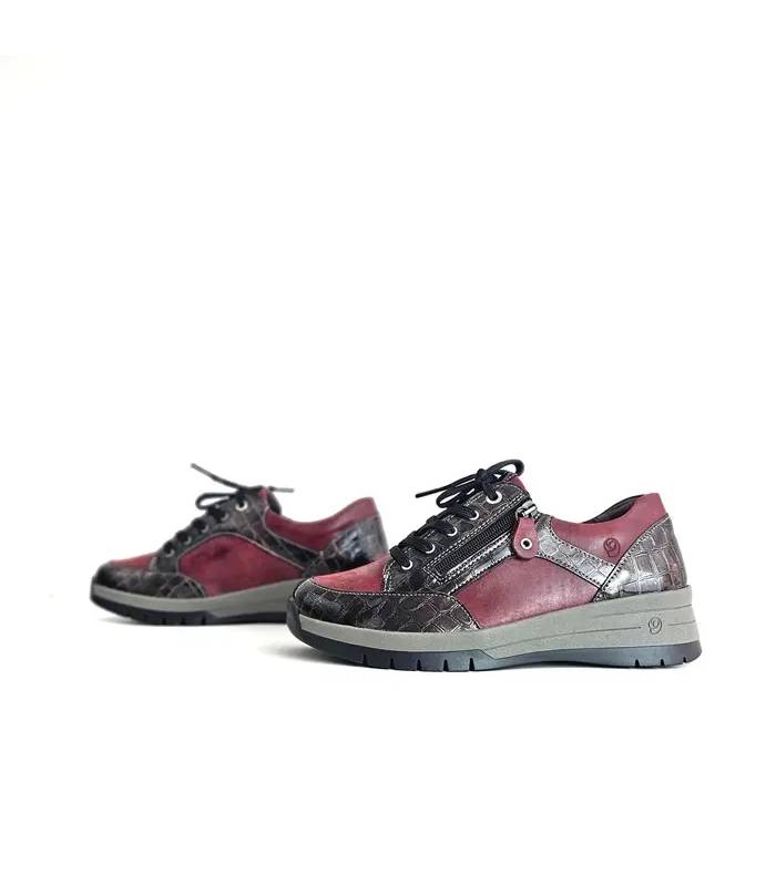 Zapatos mujer granates cordones y cremallera Suave