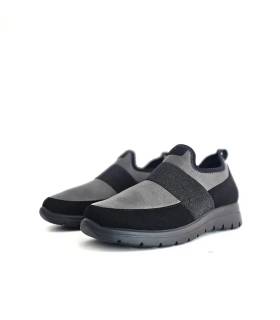 Zapatos mujer horma ancha FlyFlot gris y negro