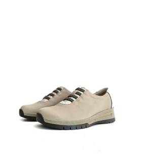 Zapatos mujer sin cordones beige vista frontal