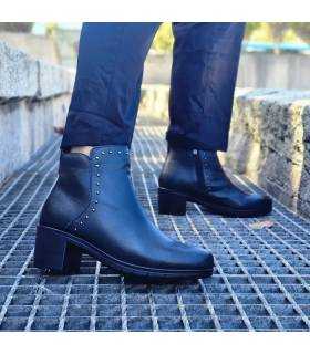 Botines negros mujer cómodos The Happy Monk con tacón medio puestos