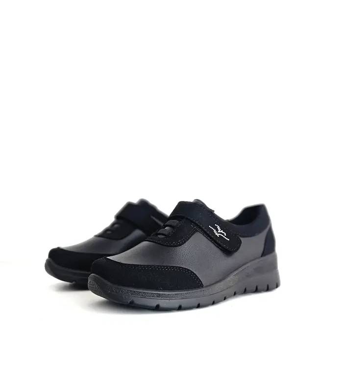 zapatos mujer velcro cómodos Fly Flot negros