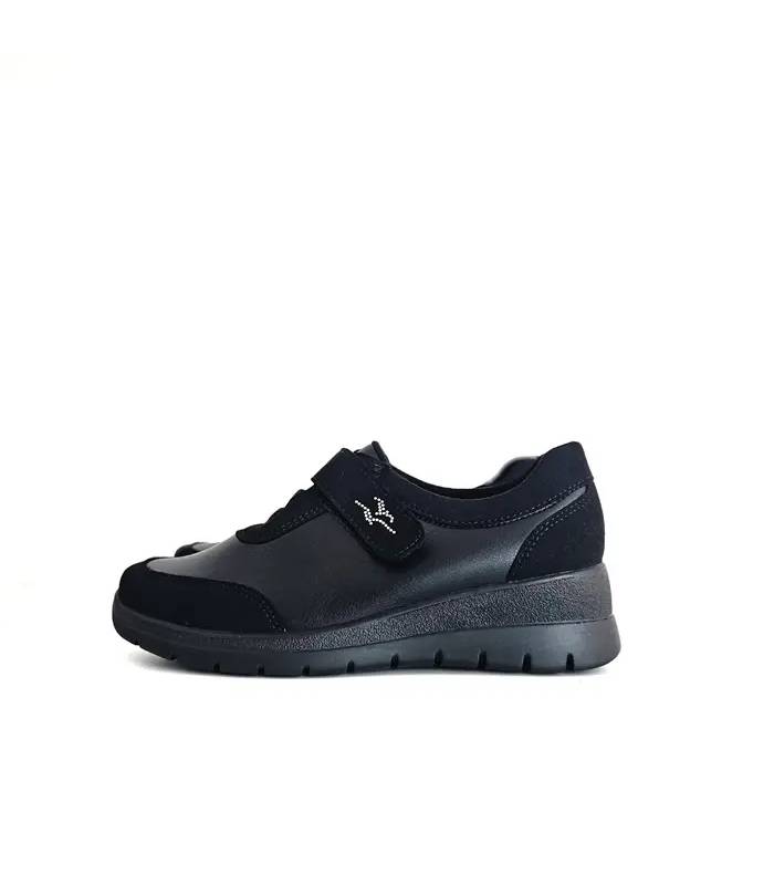 zapatos mujer horma ancha Fly Flot negro gris