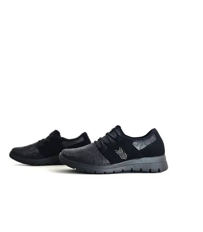 Zapatos FlyFlot mujer microfibra elástica negros