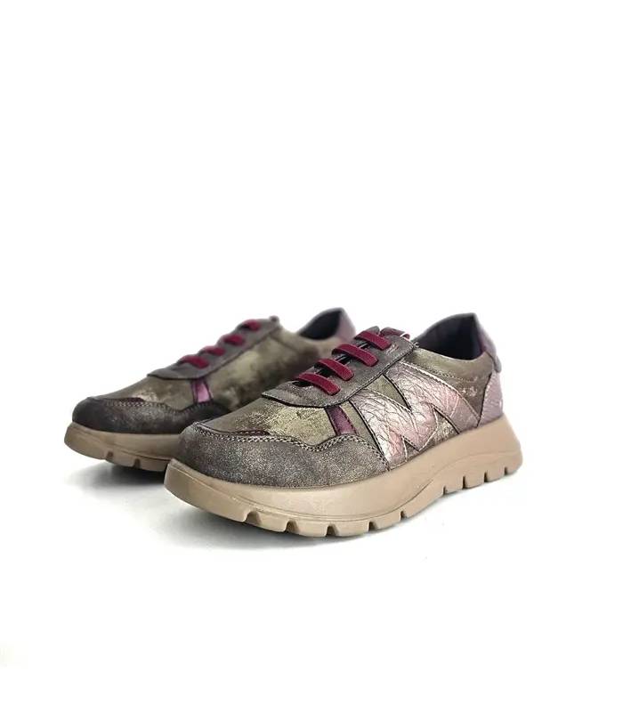 Zapatos deportivos Mysoft mujer tonos burdeos y taupe