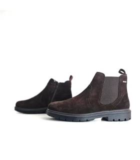 Botines hombre piel marrón G Comfort con elásticos laterales
