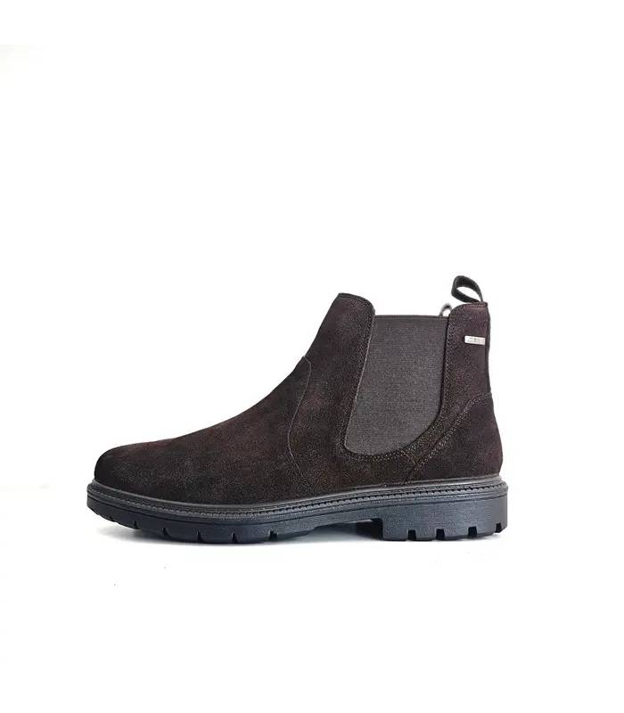 Perfil lateral botines hombre Chelsea marrón ancho especial