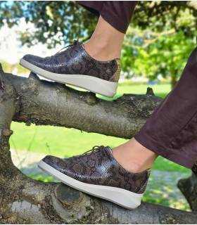 Zapatos mujer horma ancha Suave animal print marrónes puestos