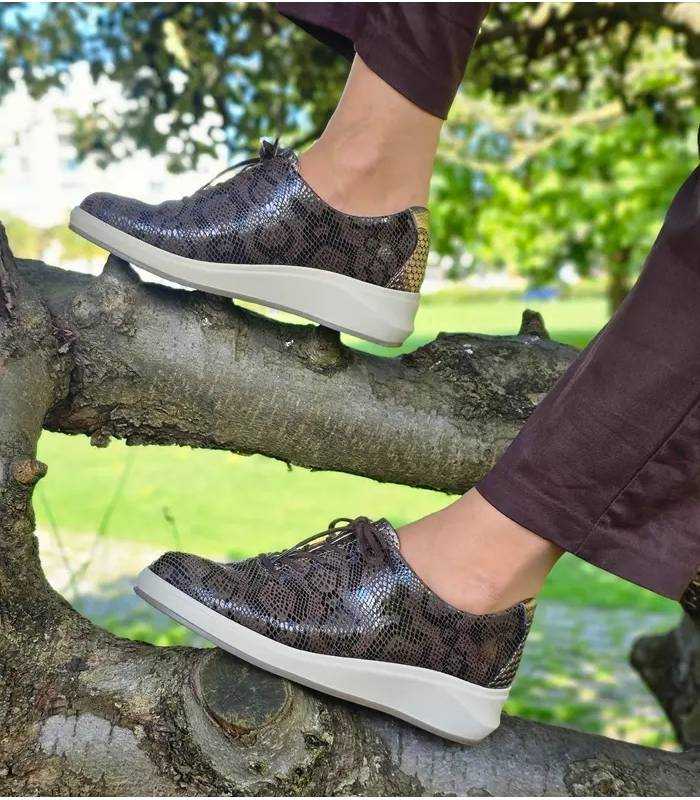 Zapatos mujer horma ancha Suave animal print marrónes puestos