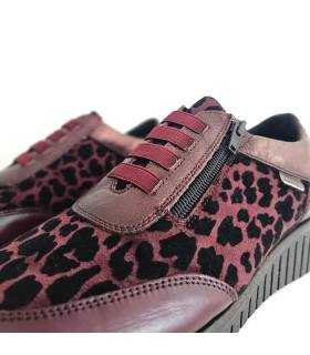 Detalle gomas elásticas zapatos Barefly mujer burdeos