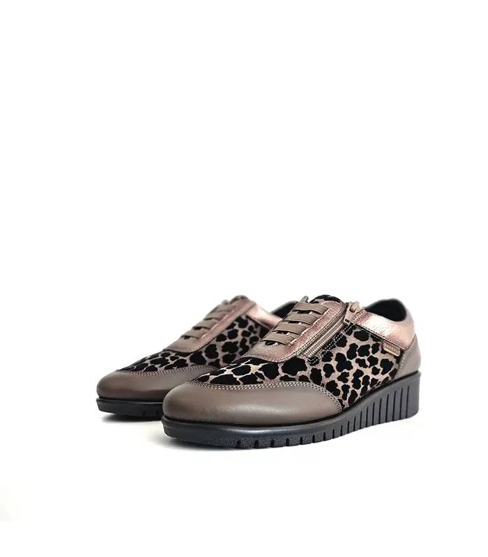 Zapatos mujer cuña Barefly animal print taupe