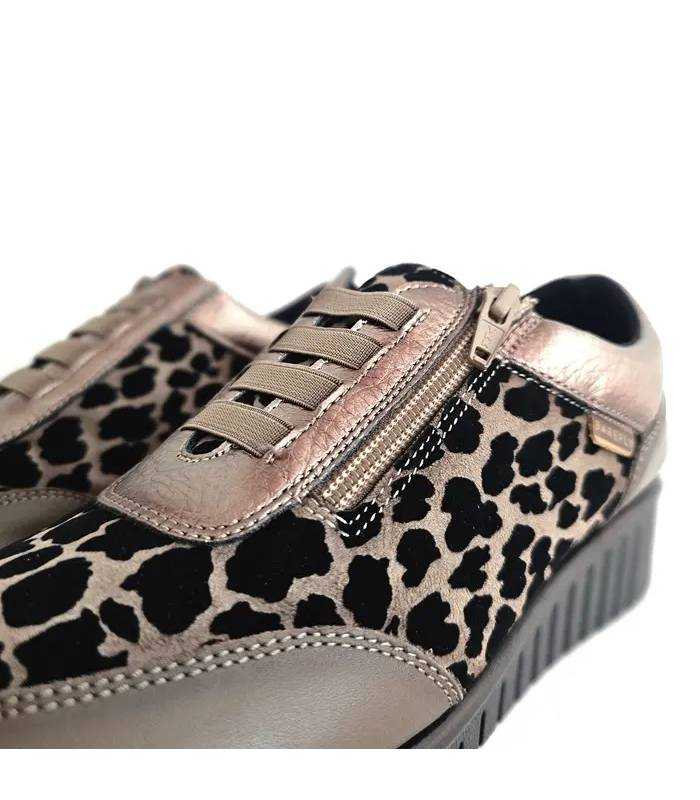 Detalle cremallera zapatos Barefly mujer taupe