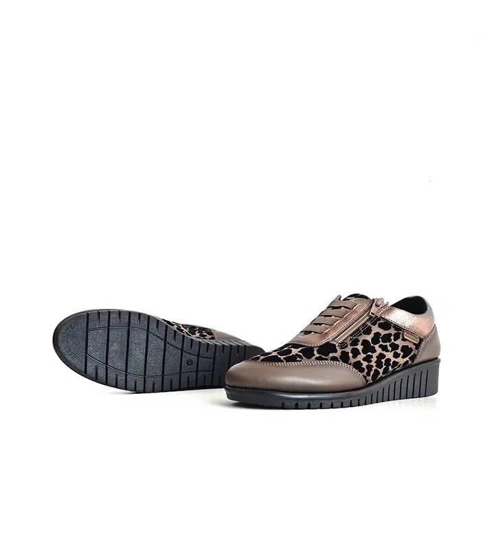 Zapatos mujer cuña Barefly taupe animal print