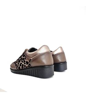 Vista trasera zapatos Barefly mujer taupe bronce