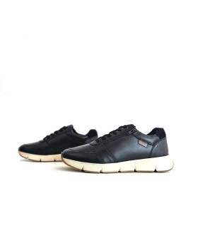 Zapatos Baerchi hombre piel negra perfil lateral