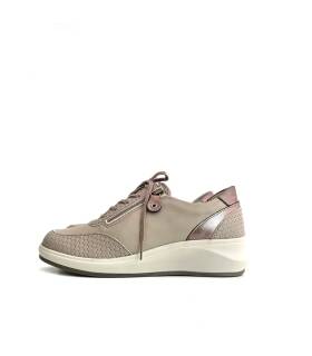 Perfil lateral zapatos Suave Marie beige con cuña Fenix