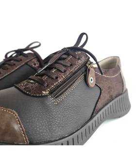 Detalle cremallera zapatos Suave Joe mujer marrones