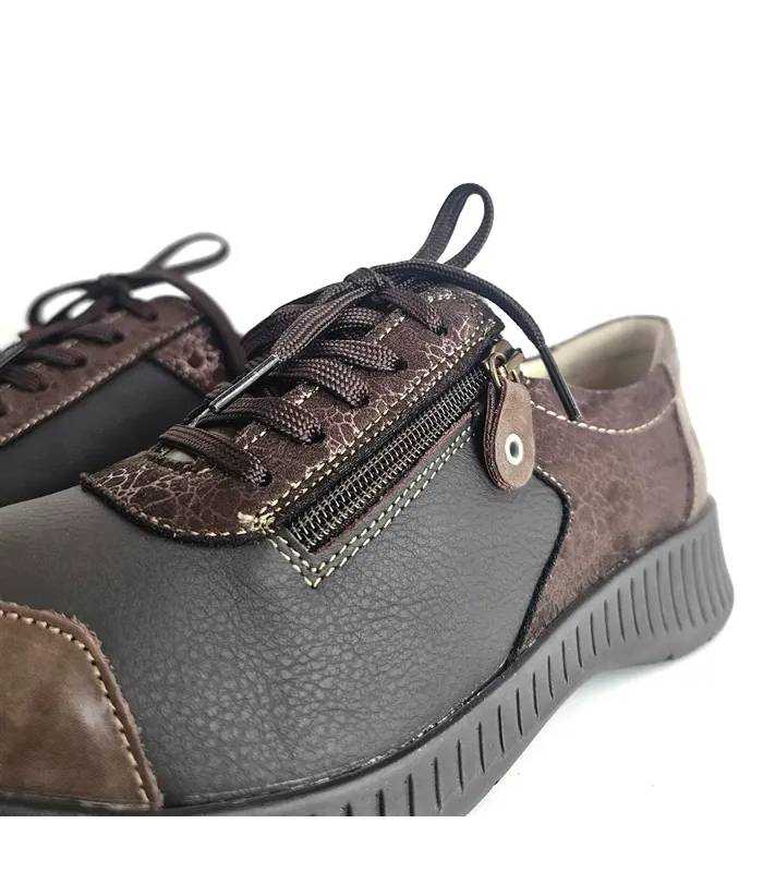 Detalle cremallera zapatos Suave Joe mujer marrones
