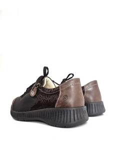 Vista trasera zapatos Suave Joe mujer marrones