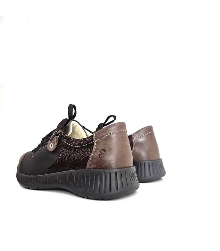 Vista trasera zapatos Suave Joe mujer marrones