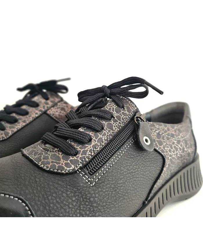 Detalle cremallera zapatos Suave Joe mujer negros