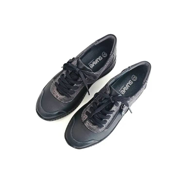 Zapatos Suave mujer negros cordones vista superior