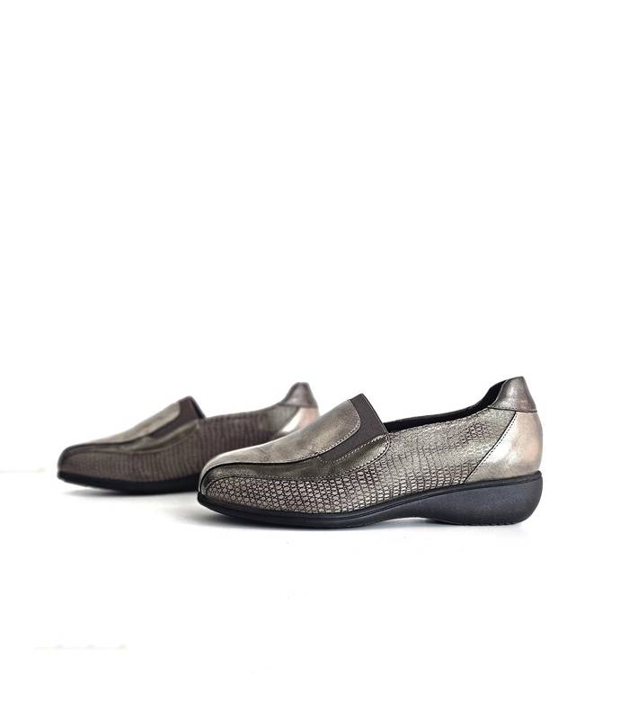 Mocasines Doctor Cutillas mujer piel y licra beige