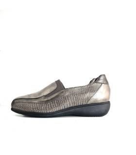 Perfil mocasines mujer horma ancha Doctor Cutillas beige