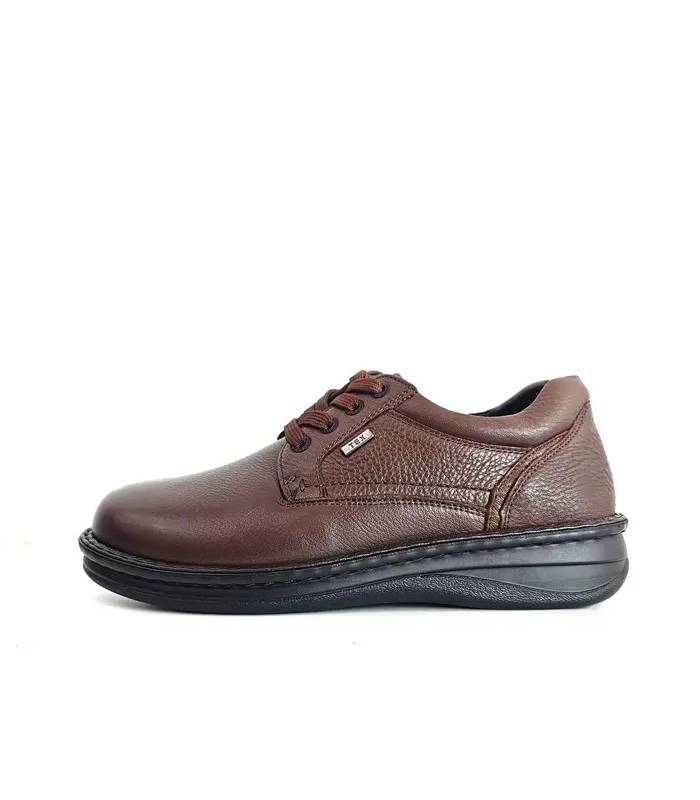 Perfil zapatos hombre horma ancha piel marrón
