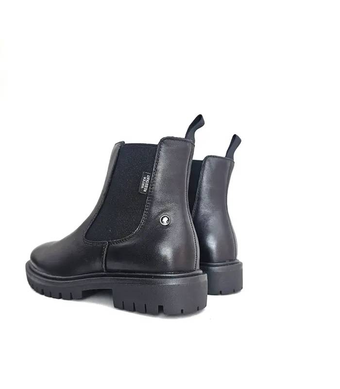 Vista trasera botines Chelsea Coronel Tapioca negros