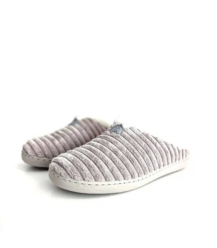 Zapatillas casa mujer descalzas pana rosa vista frontal