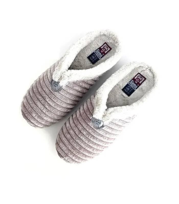 Zapatillas mujer pana rosa Gema García vista superior