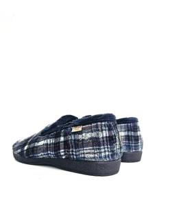 Vista trasera zapatillas de casa hombre cerradas Cabrera cuadros azules