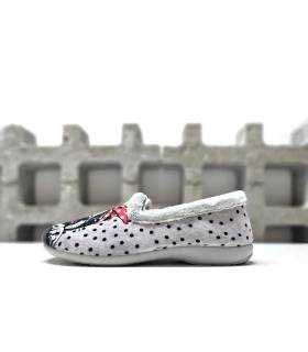 Perfil zapatillas Pelusín mujer gris lunares