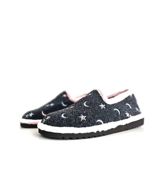 Zapatillas Pelusín mujer invierno gris marengo y rosa