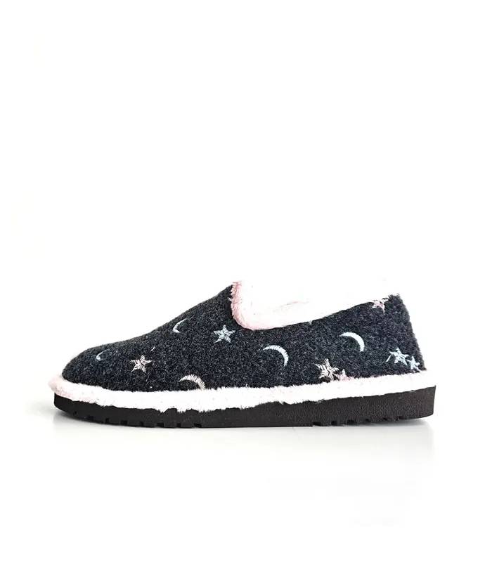 Perfil zapatillas casa mujer Pelusín estrellas y lunas