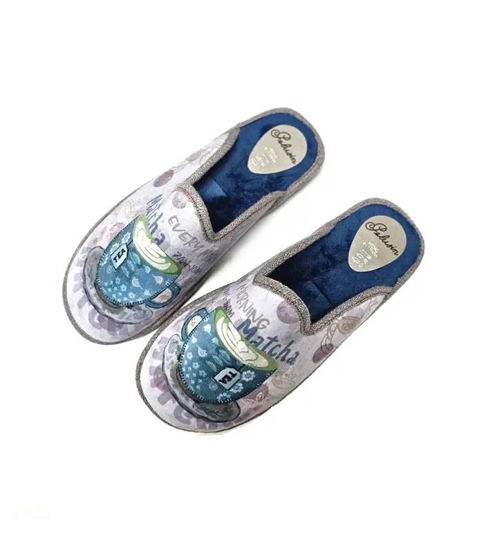 Zapatillas mujer Pelusín matcha vista superior