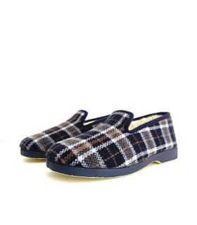 Zapatillas casa hombre clásicas Pelusín cuadros azules