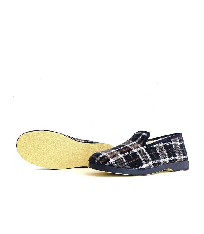 Suela zapatillas Pelusín hombre cuadros azules