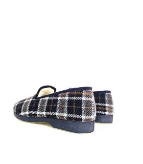 Vista trasera zapatillas Pelusín hombre cuadros azules