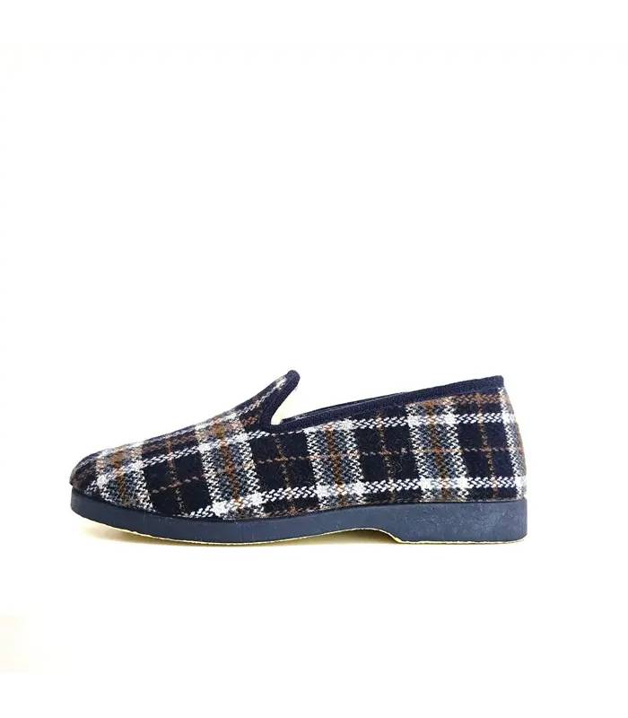 Perfil zapatillas casa hombre invierno Pelusín azul